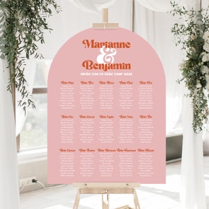 Arched Retro Wedding Seating Plan, Wedding Table Plan, Seating Chart, Seating Plan, Wedding Signs, Mounted Board Sign, Table Plan #62