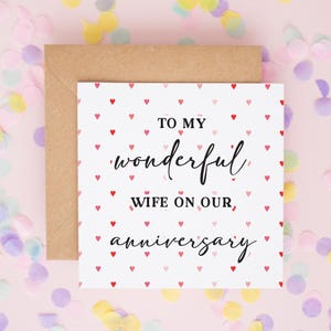 Tarjeta de aniversario para esposa, tarjeta romántica para esposa, tarjeta para mi esposa en nuestro aniversario, tarjeta de aniversario de bodas, regalo para el primer aniversario de la esposa #991