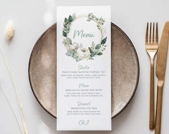 Personalised Eucalyptus Wedding Menu Cards: Modern Place Cards