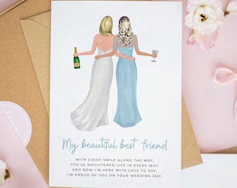 To My Best Friend on Your Wedding Day Card, Personalised Bride and Friend Card, Wedding Card for Best Friend On Your Wedding Day Gift #1031