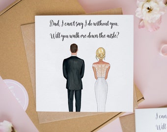 To my Dad on my Wedding Day... Father Wedding Card, Walk Me Down The Aisle, Dad of All Our Walks Together Cards, Daddy Wedding Cards #417