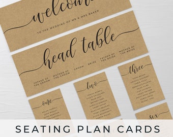 Rustic Table Plan Cards, Personalised Seating Plan Cards, Escort Wedding Cards, Table Plan Cards, Wedding Seating Plan, Table Plan, #DTP-017