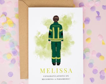 Personalised Female Paramedic Graduation Card: NHS Congratulations Gift