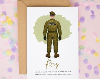Personalised British Army Passing Out Parade Card, New Soldier Congratulation, Joining The Army Gift, Military Gift for Son or Husband #1115