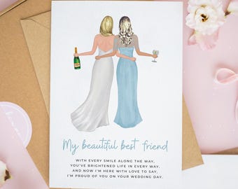 To My Best Friend on Your Wedding Day Card, Personalised Bride and Friend Card, Wedding Card for Best Friend On Your Wedding Day Gift #1031