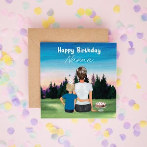 Carte d'anniversaire personnalisée grand-mère, carte de joyeux anniversaire nounou, carte d'anniversaire grand-mère, carte d'anniversaire petit-enfant, cartes d'anniversaire pour enfants #766
