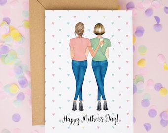 Personalized Mother's Day Card: Mother & Daughter Print