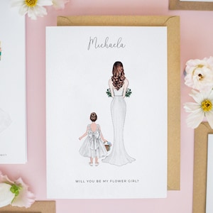 Personalised Flower Girl Card, Thank You For Being My Junior Bridesmaid, Young Bridesmaid Card, Will you Be My Flower Girl Cards  #586