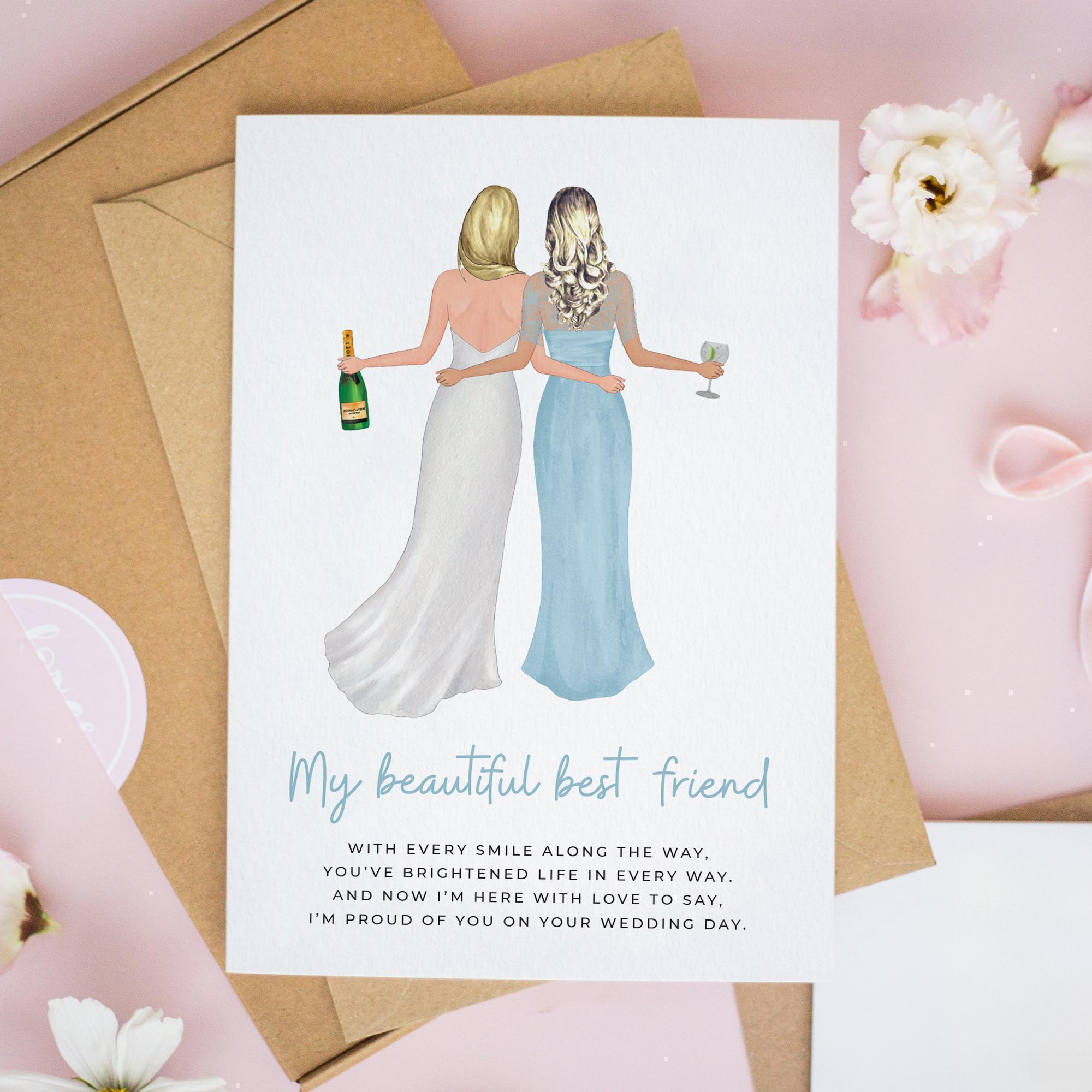 To My Best Friend on Your Wedding Day Card, Personalised Bride and Friend Card, Wedding Card for Best Friend on Your Wedding Day Gift #1031