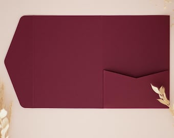 Sobres plegables burdeos de 4,5 x 6,2 pulgadas, aptos para invitaciones de boda tamaño A6.