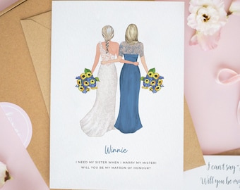 Personalised Bridesmaid Card, Will You Be My Bridesmaid, Bridesmaid Proposal Cards, Bridesmaid Gift, Bridesmaid Maid of Honour Card #787