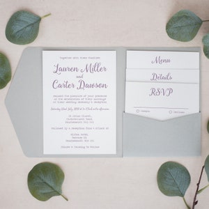 Hochzeitseinladung, Hochzeitseinladung, Einladungspakete, Personalisierte Einladungskarte, Pocketfold Umschlag, Antwortkarten #PF-002