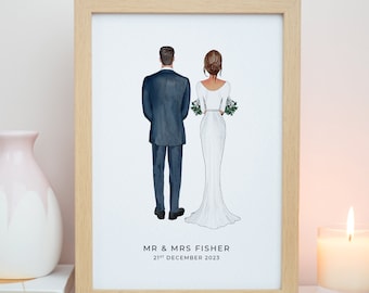 Impresión personalizada de Mr & Mrs, impresión de novia y novio, regalo del día de su boda, regalo de boda, 1er aniversario de boda, regalos de boda #P018