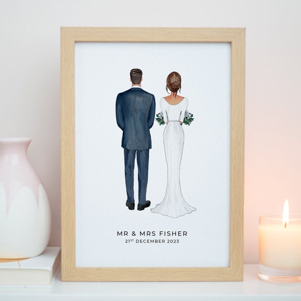 Personalised Mr & Mrs Print, Bride and Groom Print, On Your Wedding Day Gift, Wedding Present, 1st Wedding Anniversary, Wedding Gifts #P018