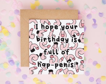 Funny Penis Birthday Card, Happy Birthday Cards, Birthday Cards, Birthday Card for Best Friend, Wife Birthday Cards, Rude Penis Card #789