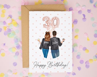 Girlfriend 30th Birthday Card, Any Age Birthday Card, Boyfriend Birthday Card, Birthday Cards for Him, Husband Birthday Gift, Wife Gift #785