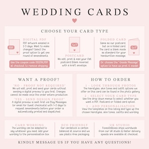 a wedding card with instructions to choose the wedding card