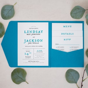 Hochzeitseinladungen Pocketfold, Personalisierte Hochzeitseinladungen, Pocketfold Einladungskarte, #PF-029
