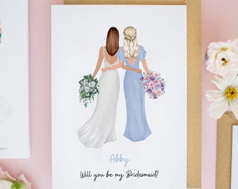 Personalised Bridesmaid Card, Will You Be My Bridesmaid, Bridesmaid Proposal Cards, Bridesmaid Gift, Bridesmaid Maid of Honour Card #806