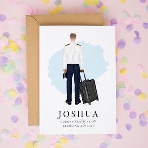 Personalised Pilot Congratulations Card, Airline Captain Card, New Pilot Gift, Flight School Graduation Card, Aviation New Job Cards #999