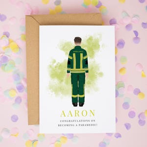 Carte personnalisée de félicitations pour ambulancier paramédical, nouveau cadeau pour ambulancier paramédical, carte de technicien ambulancier, carte de remise des diplômes du NHS, carte EMT personnalisée n° 1001