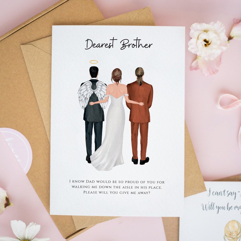 Angel Dad Card, Brother Will You Give Me Away Card, Father of the Bride Cards, To My Brother On My Wedding Day, Dad Wedding Cards 674 image 8