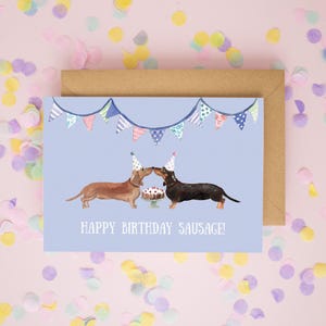 Tarjeta de cumpleaños de perro salchicha, tarjetas de Dachshund, tarjetas de feliz cumpleaños, tarjetas de aniversario, tarjeta de cumpleaños del perro, tarjetas para mamá de perro #725