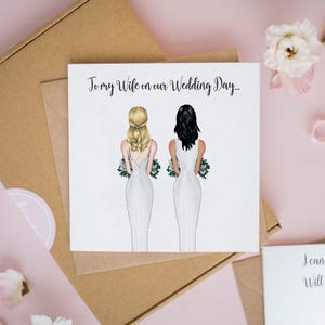 To My Wife On Our Wedding Day Card, Same Sex Couple Card, Lesbian Couple Card, Mrs and Mrs Card, Bride Wedding Day Cards, Personalised #393