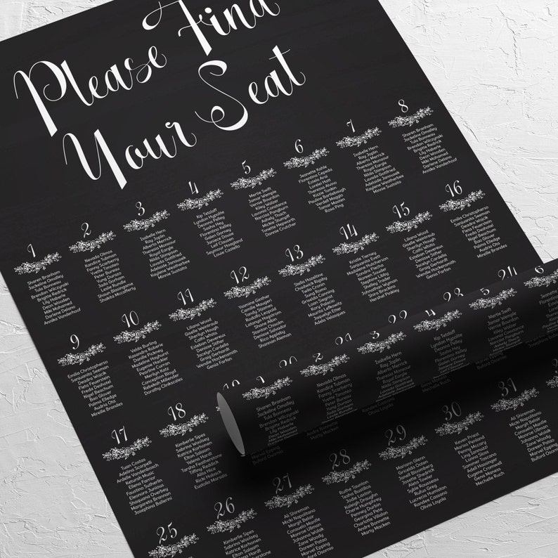 Chalkboard Style, Seating Charts for Easel, Wedding Seating Plan, Foam Board Table Plan, Printed or Printable File, Table Plan 10 image 9