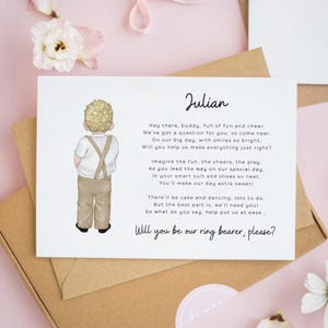 Personalised Ring Bearer Card, Wedding Cards, Will You Be Our Ring Bearer Card, Nephew Wedding Card, Junior Groomsman Card, Flower Boy #864