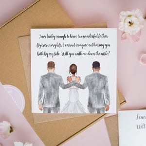 Two Dad Wedding Card, Will You Walk Me Down The Aisle? Dad Step Dad Wedding Cards, Give Me Away Cards, Wedding Cards, Of All The Walks #362