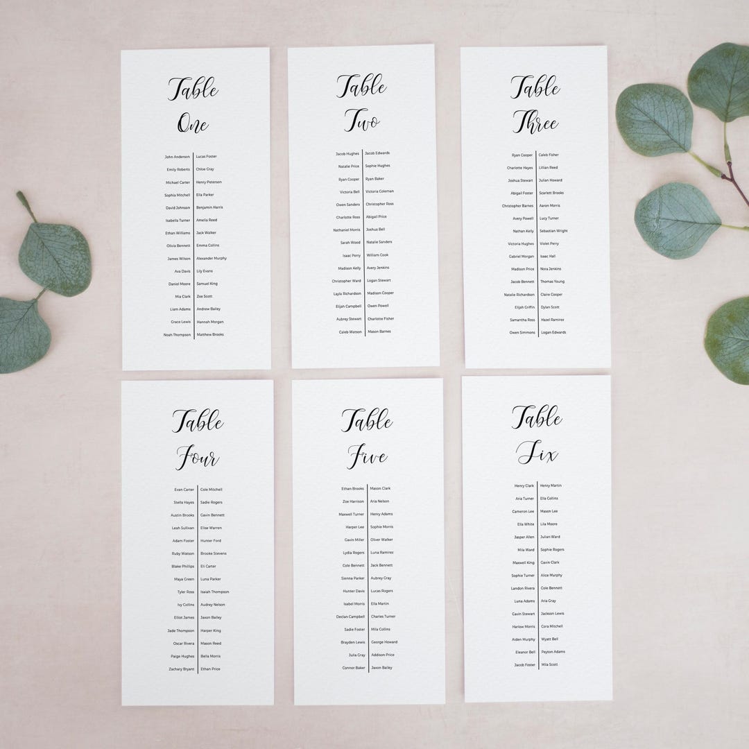 Banquet Table Plan Cards, Personalised Seating Plan Card, Escort ...