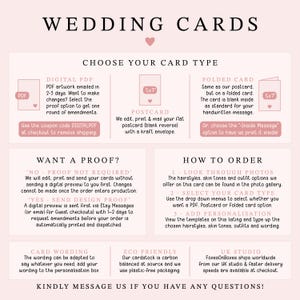 a wedding card with instructions to choose the wedding card