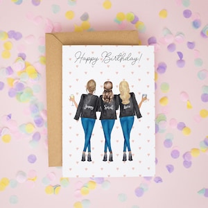 Cartão de aniversário para 3 melhores amigas, cartão de aniversário para irmãs, cartão de aniversário de 30 anos, 30º aniversário, cartão de amizade, presente de aniversário de 30 anos personalizado #719