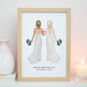 Personalised Mrs & Mrs Print, Bride and Bride Print, On Your Wedding Day Gift, Wedding Present, 1st Wedding Anniversary, Wedding Gifts P030 image 4