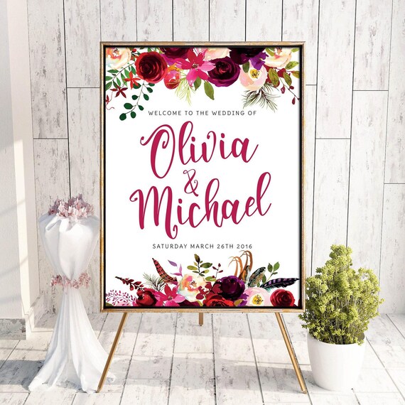 Welcome Wedding Foam Board Sign: Autumn Boho Style (Custom Sizes Available) #5009