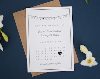 Wedding Save the Date Cards, Monochrome Save the Dates, Save the Dates, Wedding Invitations, Personalised Wedding Invitations, Design #005