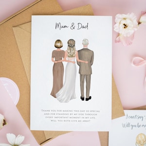 Will You Both Give Me Away Card, Personalised Wedding Cards, To My Parents on My Wedding Day Card, Mother and Father of the Bride, #637