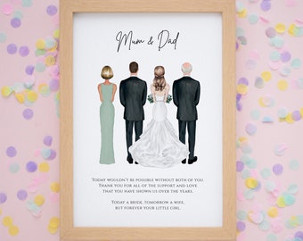 To My Parents on My Wedding Day, Mum & Dad Wedding Cards, Mom and Dad Gift, Parents of the Bride Gift, Wedding Gifts and Presents #P034