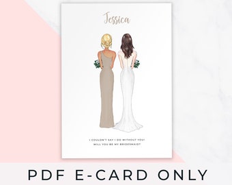 Digital Download Card, Personalised Bridesmaid Proposal Card, Will You Be My Bridesmaid, Bridesmaid Cards, Bridesmaid Proposal #D-472