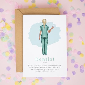 Dentist Definition Card, Personalised Dentist Appreciation Card, Dental Nurse Gift, Dentist Graduation Card, Thank You Dentist Card #1026