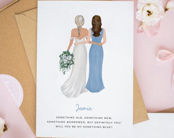 Be My Something Blue Card, Bridesmaid Cards, Will You Be My Bridesmaid, Best Friend Wedding Card, House Party Cards, Maid of Honor Card #881