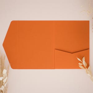 Rust Orange 5x7 Pocketfold Envelopes for Wedding Invitations, Tri Fold Wallet Invitation Pockets, Blank Folio Card Holder, DIY A6 Envelope