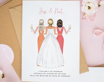Personalised Maid of Honour Card, Bridesmaid Proposal Cards, Sister of the Bride Card, Will You Be My Matron of Honour, Best Friends #1075