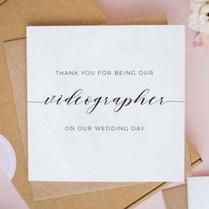 Carte de remerciement de vidéaste, cartes de remerciement de mariage, vidéo le jour même, cartes de mariage personnalisées, cartes de mariage de photographe #830