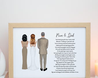To My Parents on My Wedding Day, Mum & Dad Wedding Cards, Mom and Dad Gift, Parents of the Bride Gift, Wedding Gifts and Presents #P017