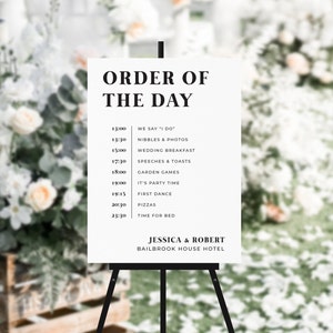 Wedding Order of the Day Sign, Order of Events Sign, Wedding Signs, Welcome Sign Board, Foam Board Wedding Sign, Printable Wedding #5066