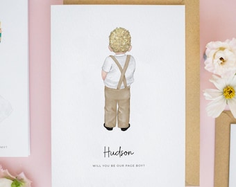 Personalised Page Boy Card, Ring Bearer Card, Will You Be Our Page Boy Card, Nephew Wedding Card, Junior Groomsman Card, Flower Boy #644