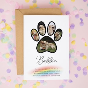 Carte personnalisée pour la perte d'un animal de compagnie, Cartes de sympathie, Cadeau pour la perte d'un animal de compagnie Chien, Cartes chien, Cartes Rainbow Bridge, Cartes Une pensée pour vous, Cartes Deuil de chien #916