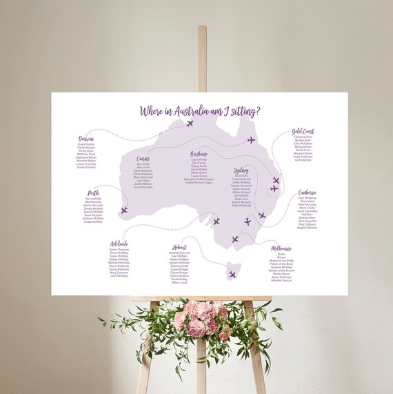 Australia Table Plan Travel Destination Weddings Foam Etsy